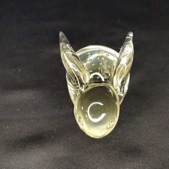 Vintage Glass Bunny Rabbit Paperweight Art Glass Controlled Bubbles Clear - Picture 3 of 6